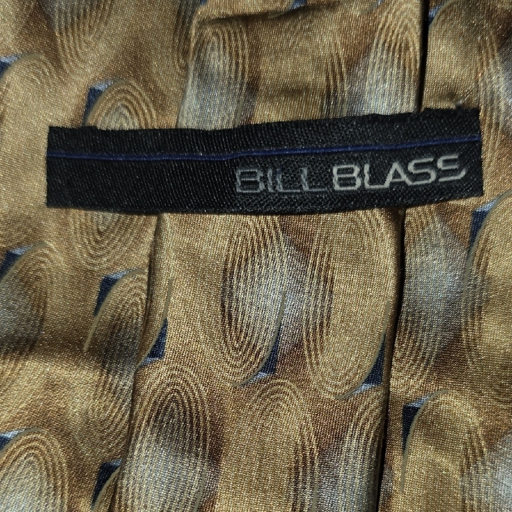 (J28) Bill Blass Gold and Brown Swirl Tie - Picture 2 of 3
